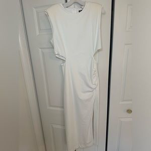 Zara Crepe Shoulder Pad Midi Dress sz. Small